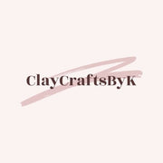 Light pink background with dusty pink scribble. In this scribble is the word ‘ClayCraftsByK’ written.