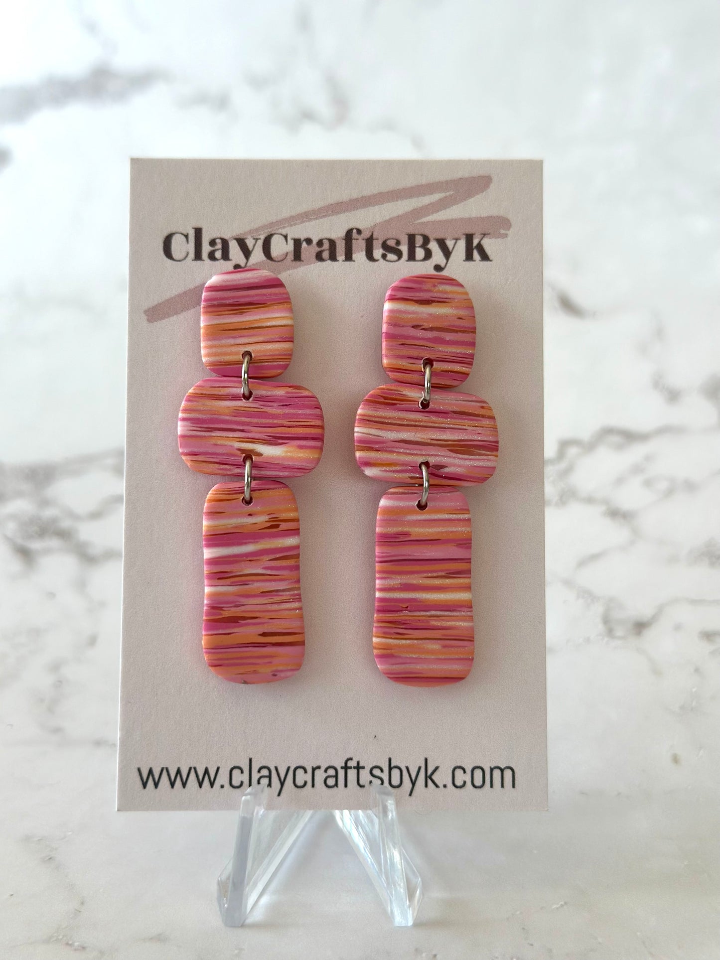 Pink striped earrings | Striped collection