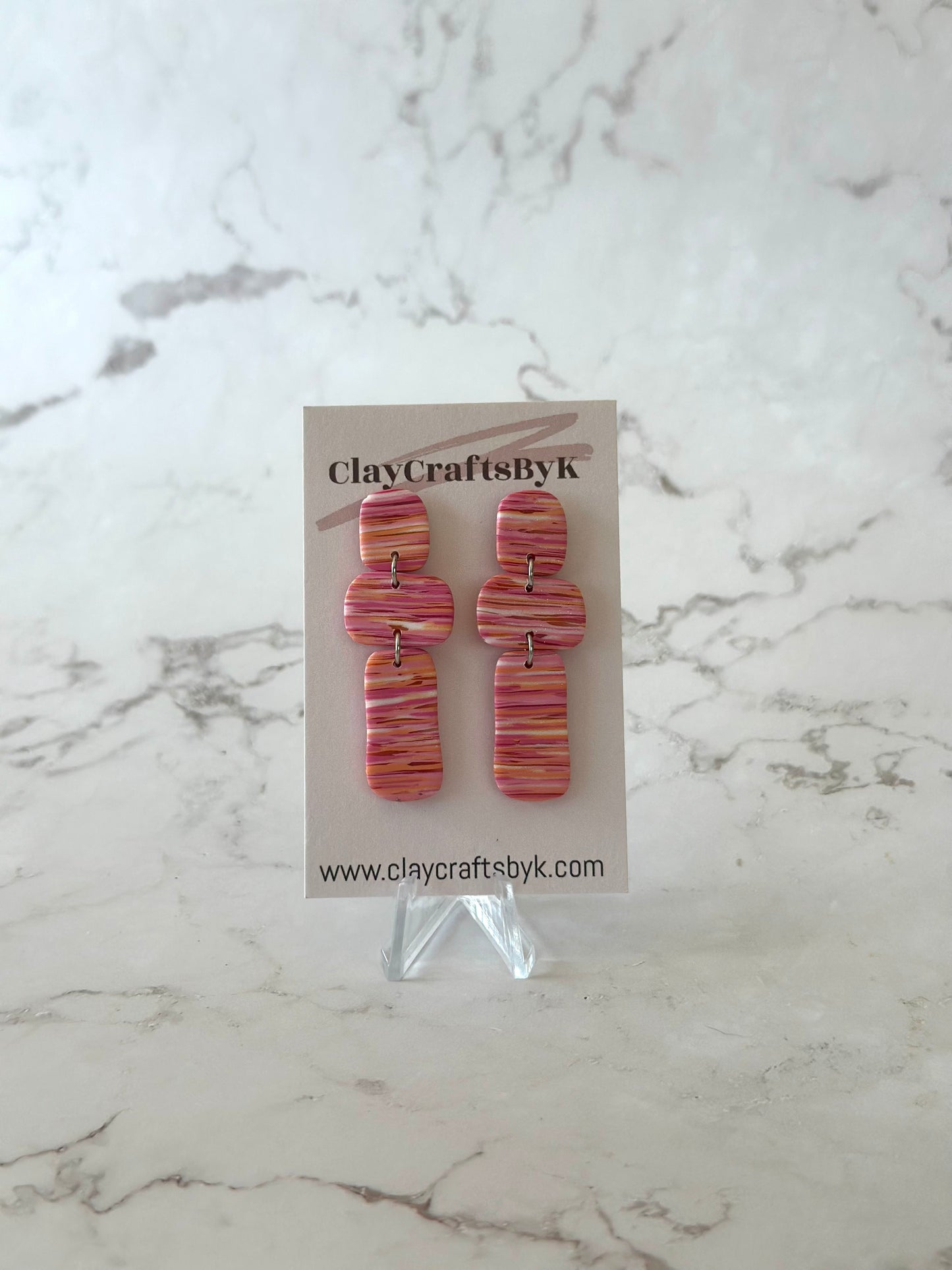 Pink striped earrings | Striped collection