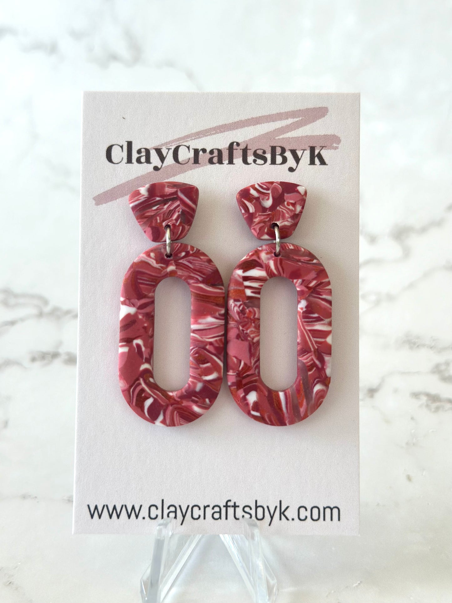 Red and white earrings | Patterned collection