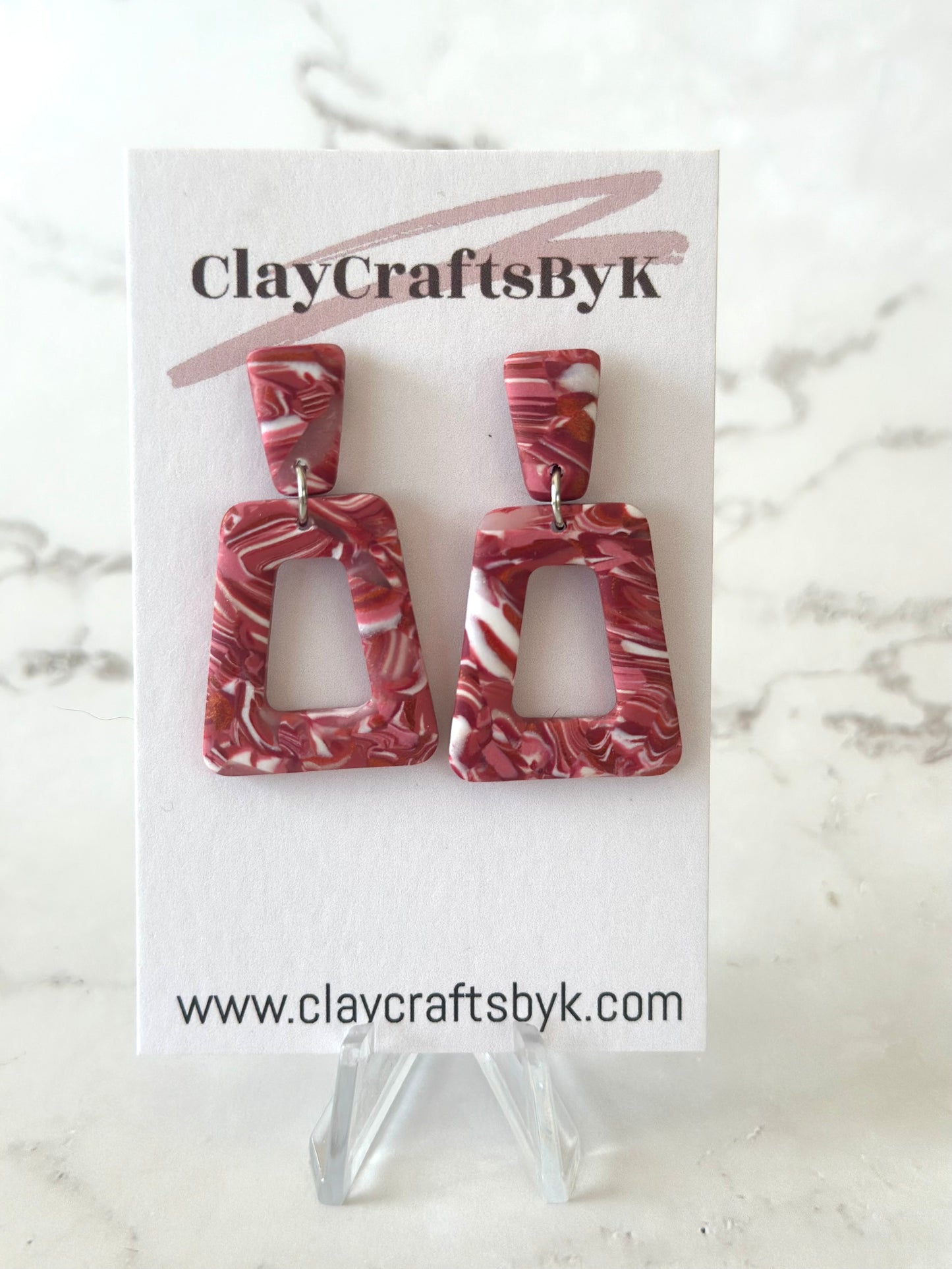 Red and white earrings | Patterned collection