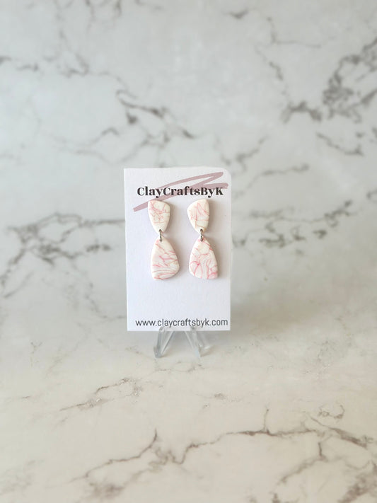 White with pink marble earrings | Patterned collection