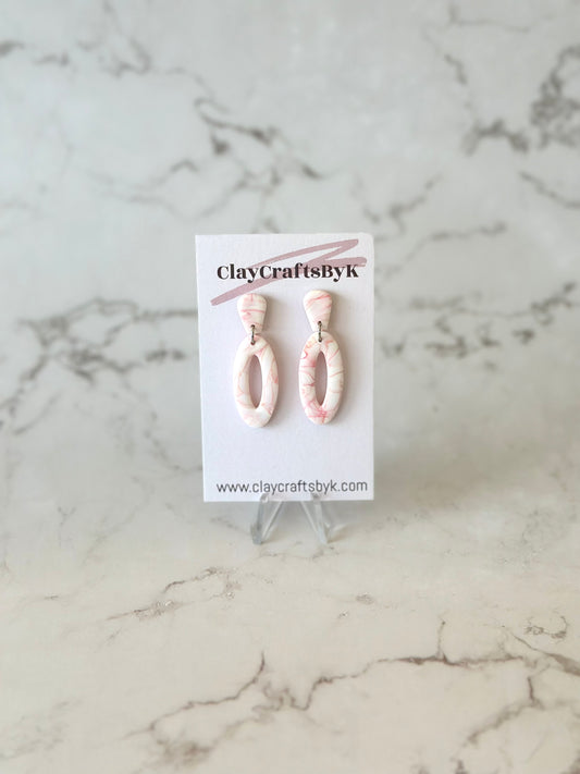 White with pink marble earrings | Patterned collection